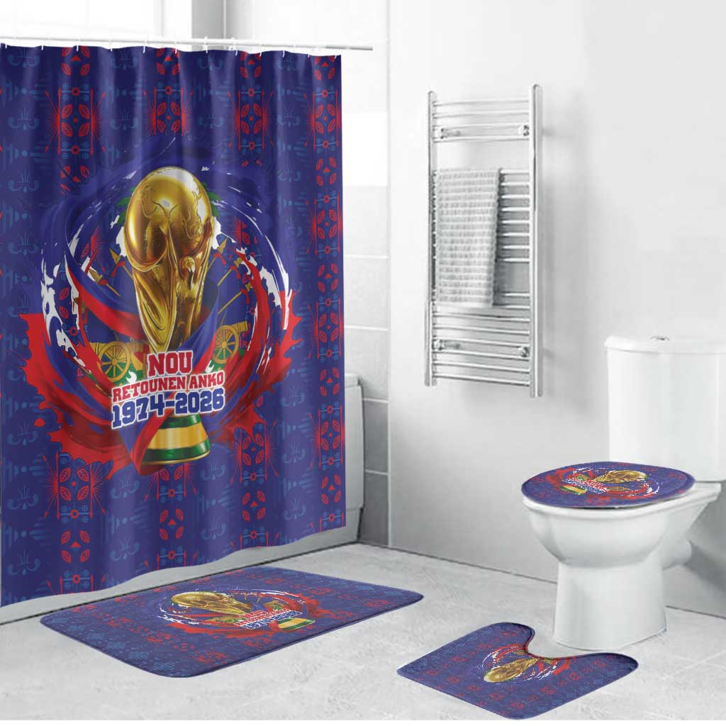 Haiti Grenadye Alaso Bathroom Set Blue Nou Retounen Anko 1974-2026 - African Pride