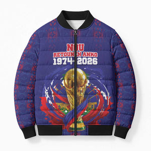 Custom Haiti Grenadye Alaso Bomber Puffer Jacket Blue Nou Retounen Anko 1974-2026 - African Pride