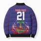Custom Haiti Grenadye Alaso Bomber Puffer Jacket Blue Nou Retounen Anko 1974-2026 - African Pride