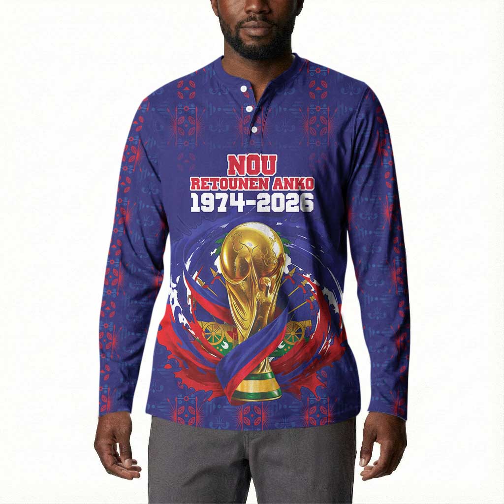 Custom Haiti Grenadye Alaso Button Sweatshirt Blue Nou Retounen Anko 1974-2026