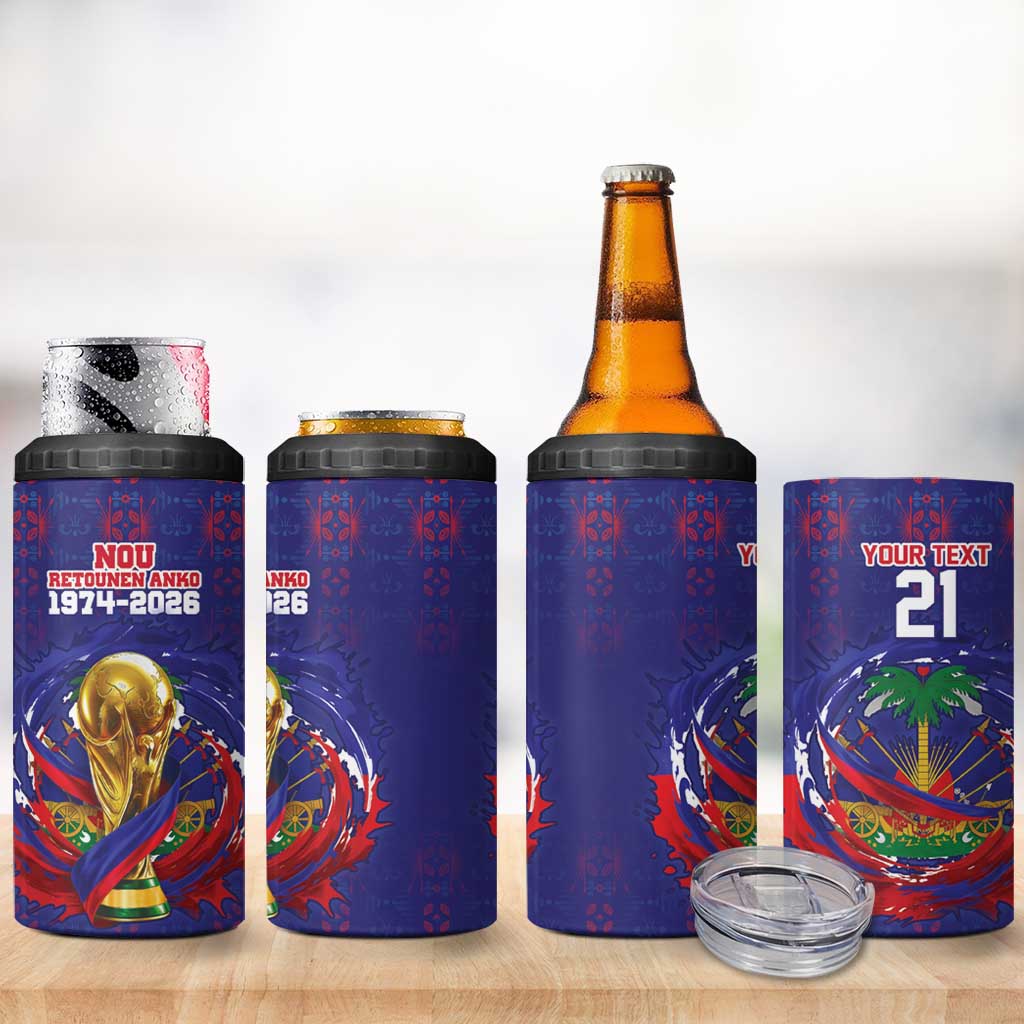 Custom Haiti Grenadye Alaso 4 in 1 Can Cooler Tumbler Blue Nou Retounen Anko 1974-2026 - African Pride