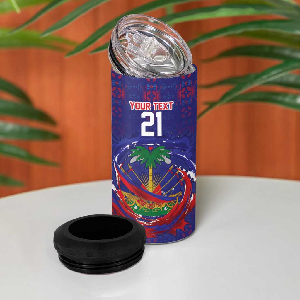 Custom Haiti Grenadye Alaso 4 in 1 Can Cooler Tumbler Blue Nou Retounen Anko 1974-2026 - African Pride
