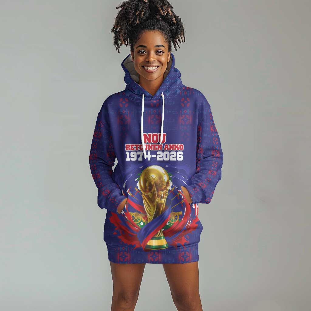 Custom Haiti Grenadye Alaso Hoodie Dress Blue Nou Retounen Anko 1974-2026 - African Pride
