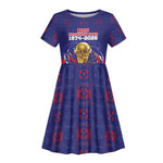 Custom Haiti Grenadye Alaso Kid Short Sleeve Dress Blue Nou Retounen Anko 1974-2026 - African Pride