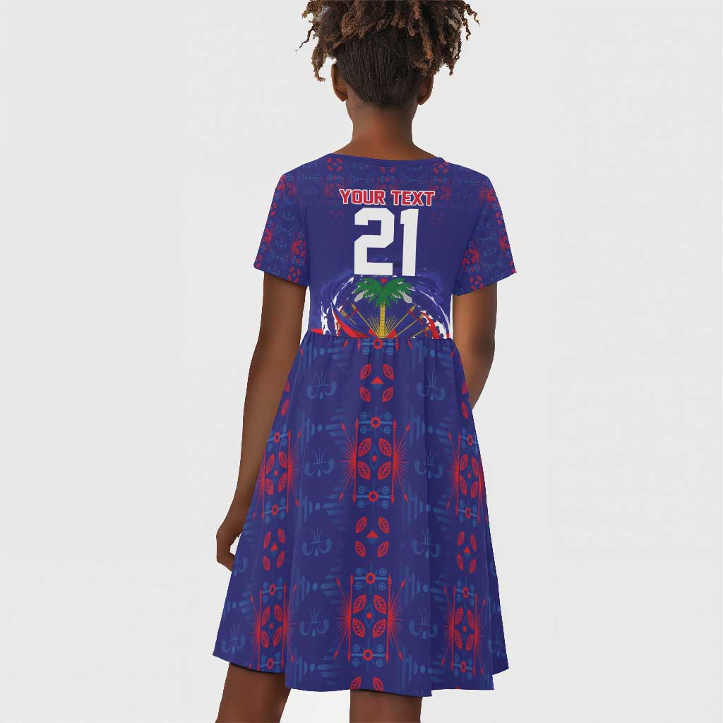 Custom Haiti Grenadye Alaso Kid Short Sleeve Dress Blue Nou Retounen Anko 1974-2026 - African Pride