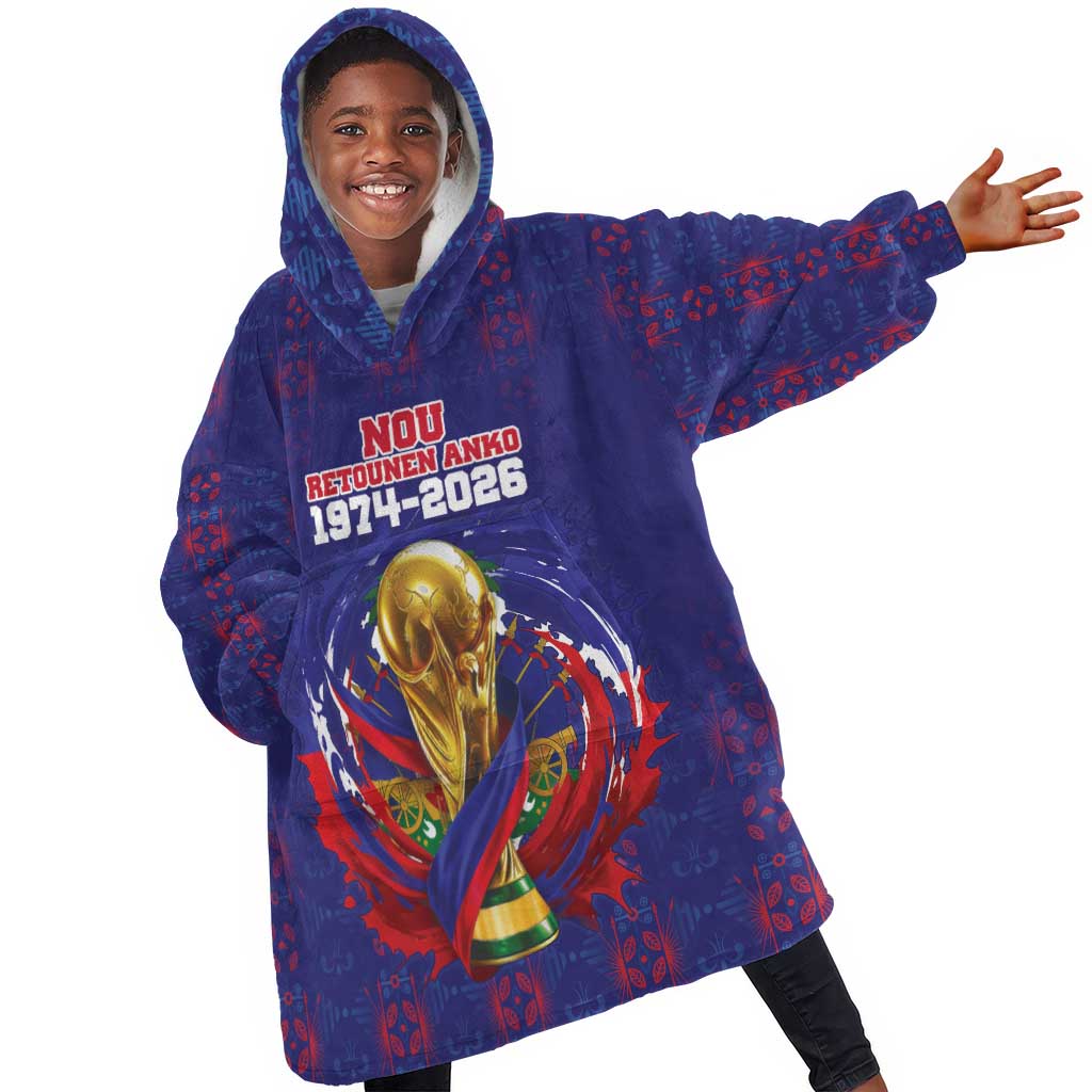 Custom Haiti Grenadye Alaso Kid Wearable Blanket Hoodie Blue Nou Retounen Anko 1974-2026 - African Pride
