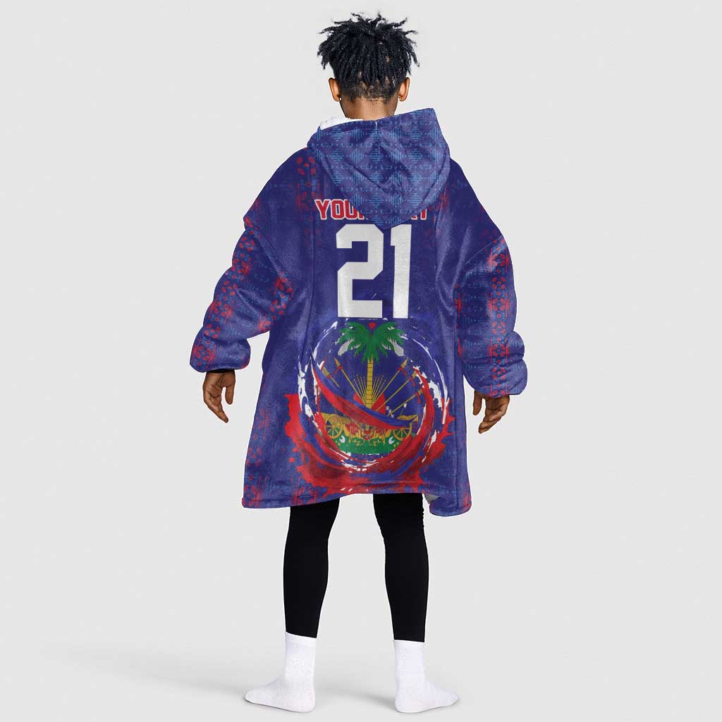 Custom Haiti Grenadye Alaso Kid Wearable Blanket Hoodie Blue Nou Retounen Anko 1974-2026 - African Pride