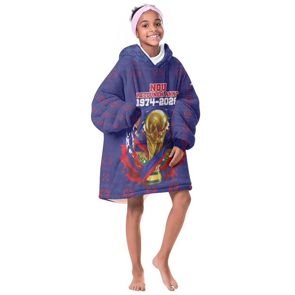 Custom Haiti Grenadye Alaso Kid Wearable Blanket Hoodie Blue Nou Retounen Anko 1974-2026 - African Pride