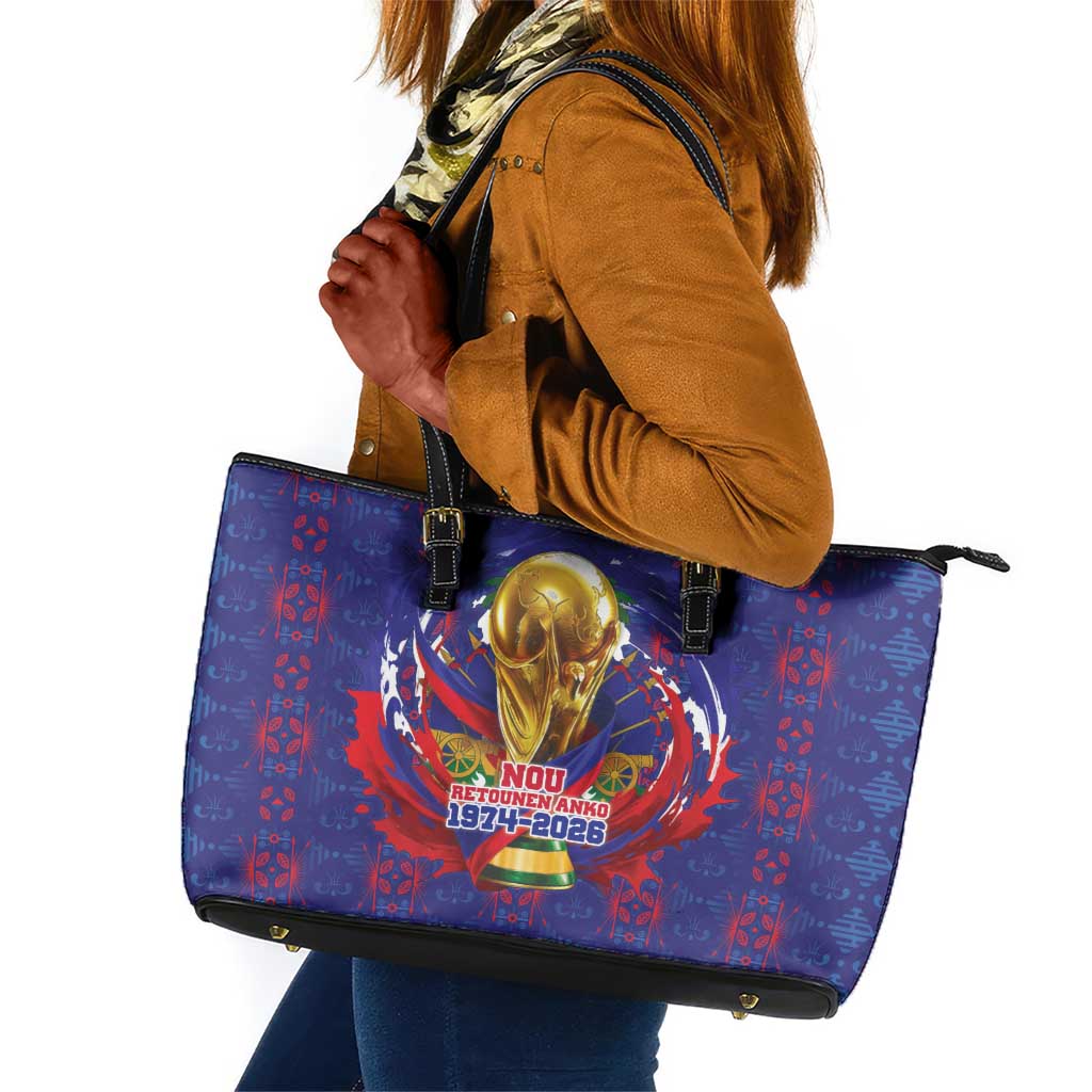 Haiti Grenadye Alaso Leather Tote Bag Blue Nou Retounen Anko 1974-2026 - African Pride