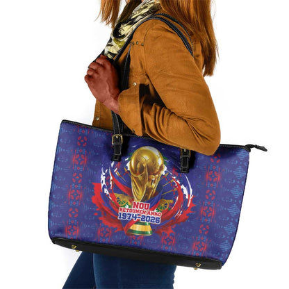 Haiti Grenadye Alaso Leather Tote Bag Blue Nou Retounen Anko 1974-2026 - African Pride