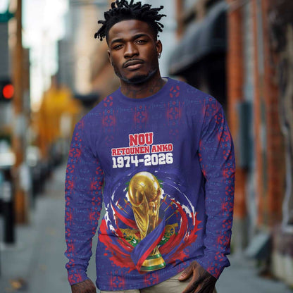 Custom Haiti Grenadye Alaso Long Sleeve Shirt Blue Nou Retounen Anko 1974-2026 - African Pride