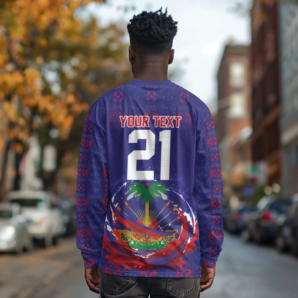 Custom Haiti Grenadye Alaso Long Sleeve Shirt Blue Nou Retounen Anko 1974-2026 - African Pride