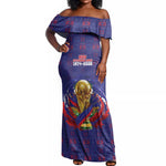 Custom Haiti Grenadye Alaso Off Shoulder Maxi Dress Blue Nou Retounen Anko 1974-2026 - African Pride