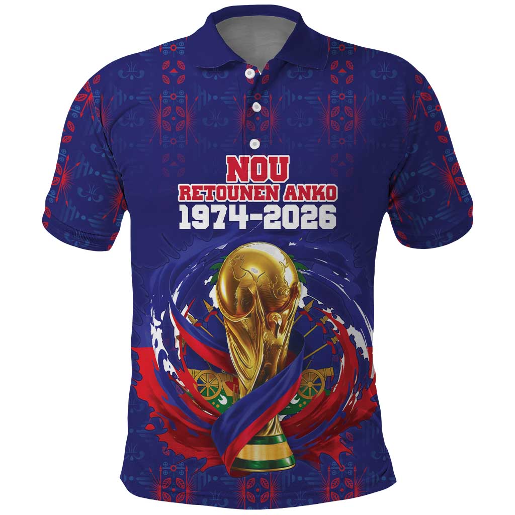 Custom Haiti Grenadye Alaso Polo Shirt Blue Nou Retounen Anko 1974-2026 - African Pride