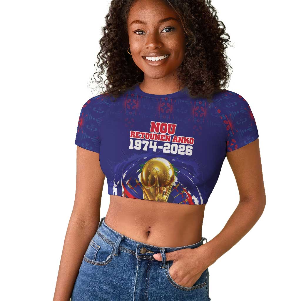 Custom Haiti Grenadye Alaso Raglan Cropped T shirt Blue Nou Retounen Anko 1974-2026 - African Pride