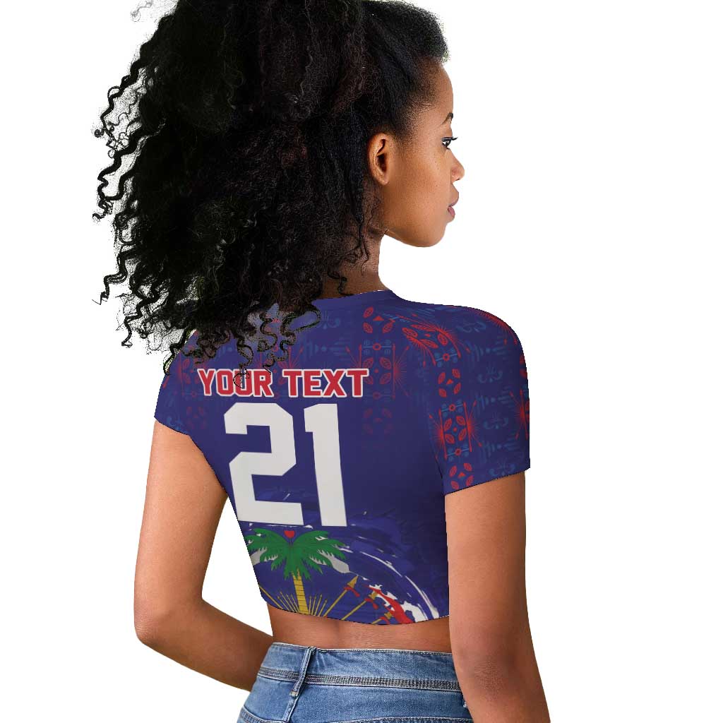 Custom Haiti Grenadye Alaso Raglan Cropped T shirt Blue Nou Retounen Anko 1974-2026 - African Pride