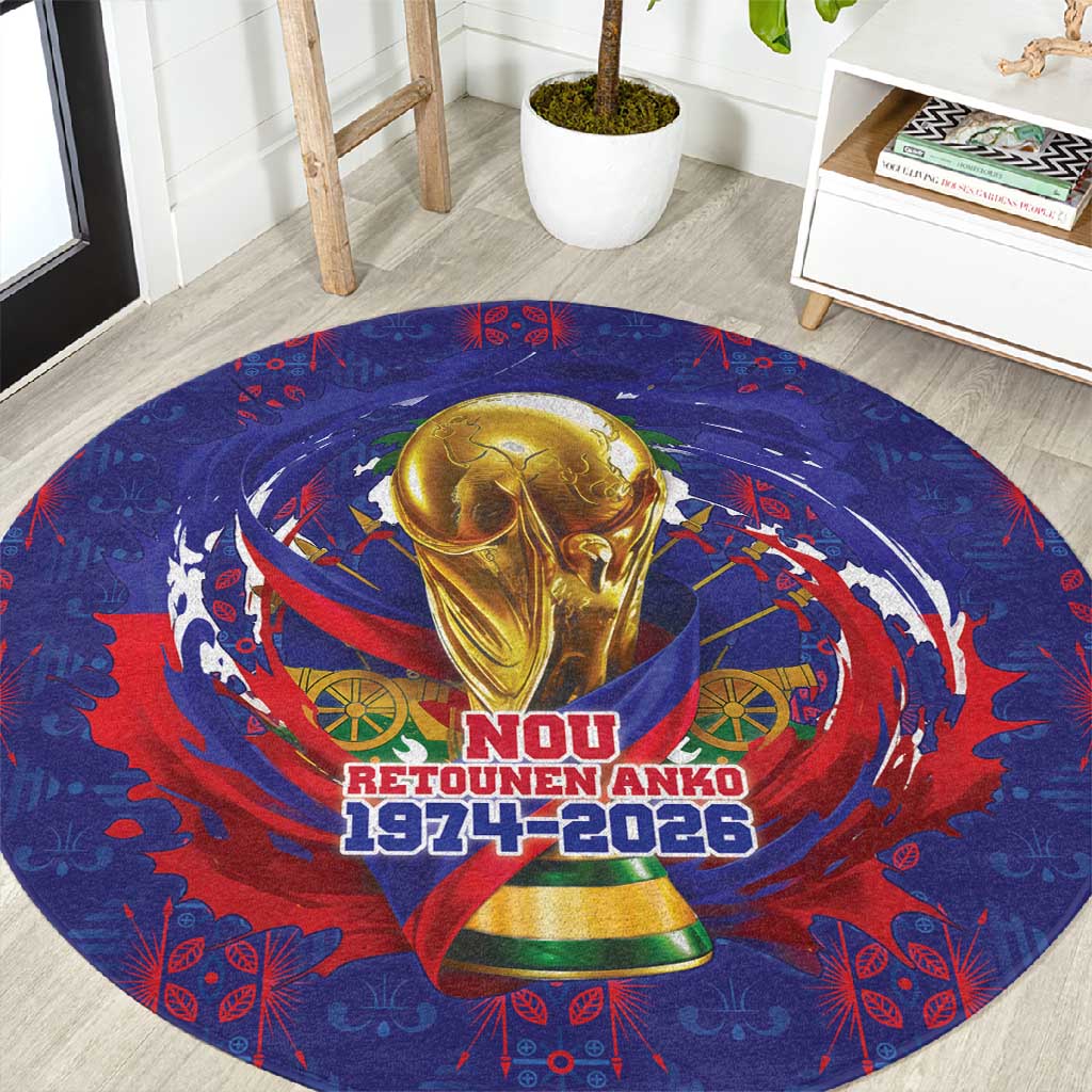 Haiti Grenadye Alaso Round Carpet Blue Nou Retounen Anko 1974-2026 - African Pride