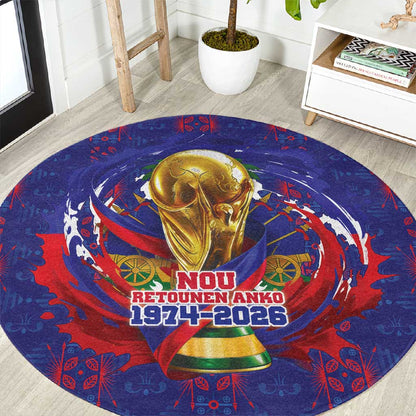 Haiti Grenadye Alaso Round Carpet Blue Nou Retounen Anko 1974-2026 - African Pride