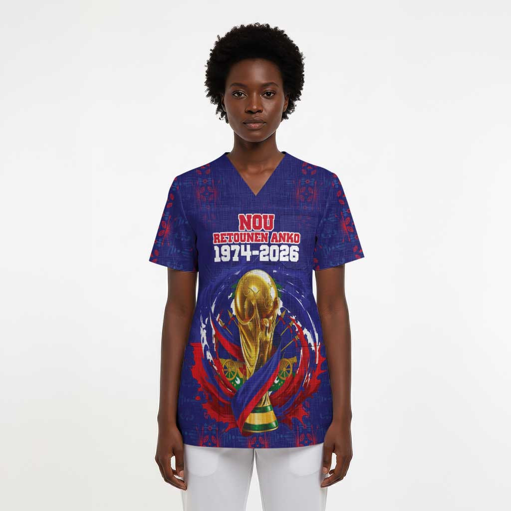 Custom Haiti Grenadye Alaso Scrub Top Blue Nou Retounen Anko 1974-2026 - African Pride