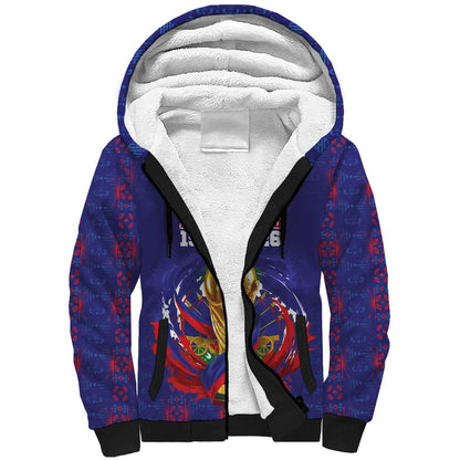 Custom Haiti Grenadye Alaso Sherpa Hoodie Blue Nou Retounen Anko 1974-2026 - African Pride