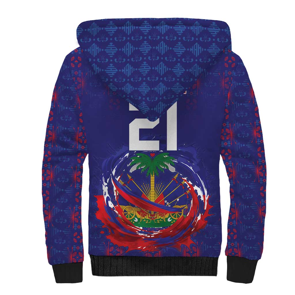 Custom Haiti Grenadye Alaso Sherpa Hoodie Blue Nou Retounen Anko 1974-2026 - African Pride