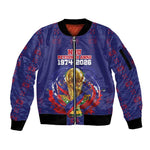 Custom Haiti Grenadye Alaso Sleeve Zip Bomber Jacket Blue Nou Retounen Anko 1974-2026 - African Pride
