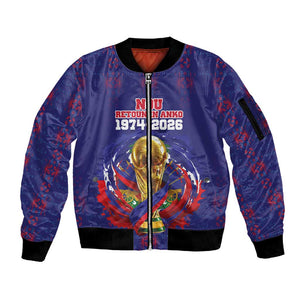 Custom Haiti Grenadye Alaso Sleeve Zip Bomber Jacket Blue Nou Retounen Anko 1974-2026 - African Pride