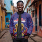 Custom Haiti Grenadye Alaso Sleeve Zip Bomber Jacket Blue Nou Retounen Anko 1974-2026 - African Pride