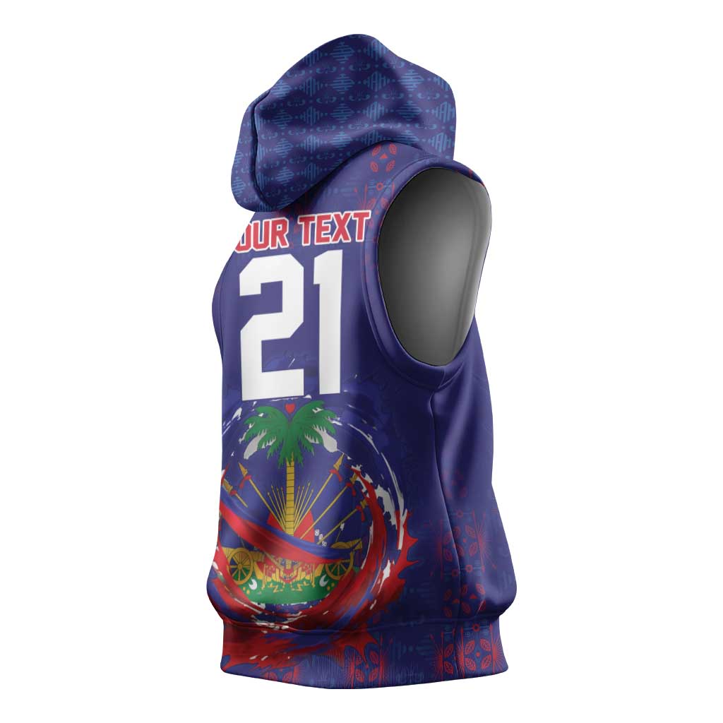 Custom Haiti Grenadye Alaso Sleeveless Hoodie Blue Nou Retounen Anko 1974-2026 - African Pride
