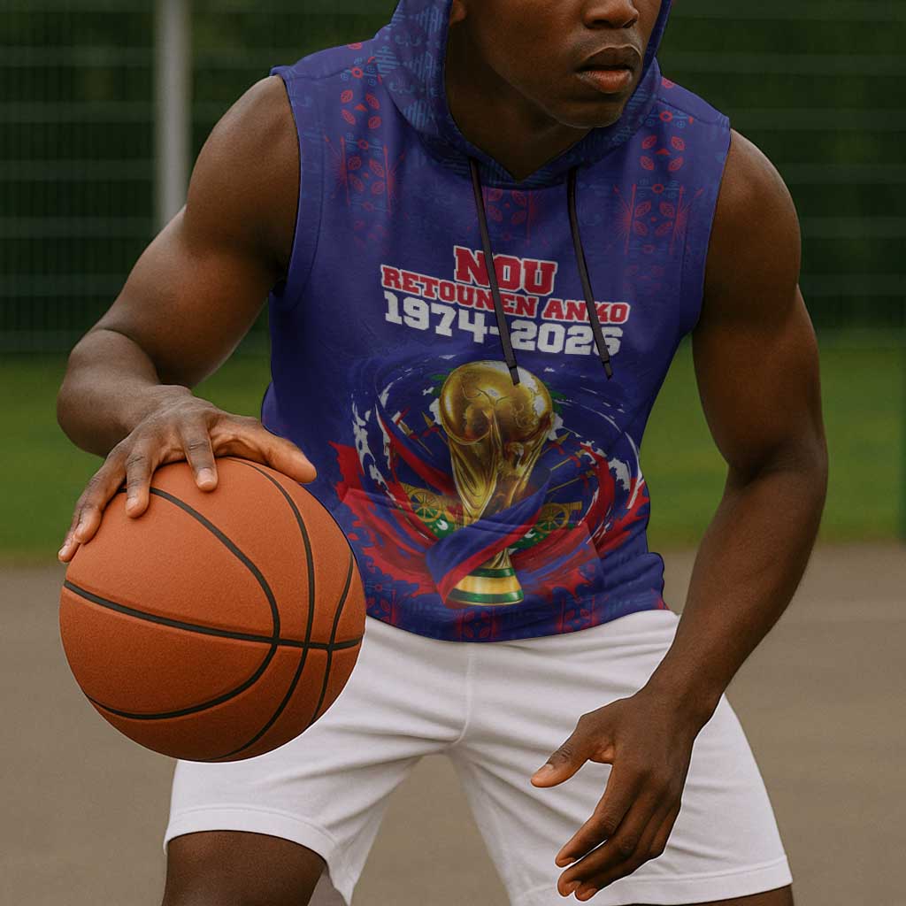 Custom Haiti Grenadye Alaso Sleeveless Hoodie Blue Nou Retounen Anko 1974-2026 - African Pride