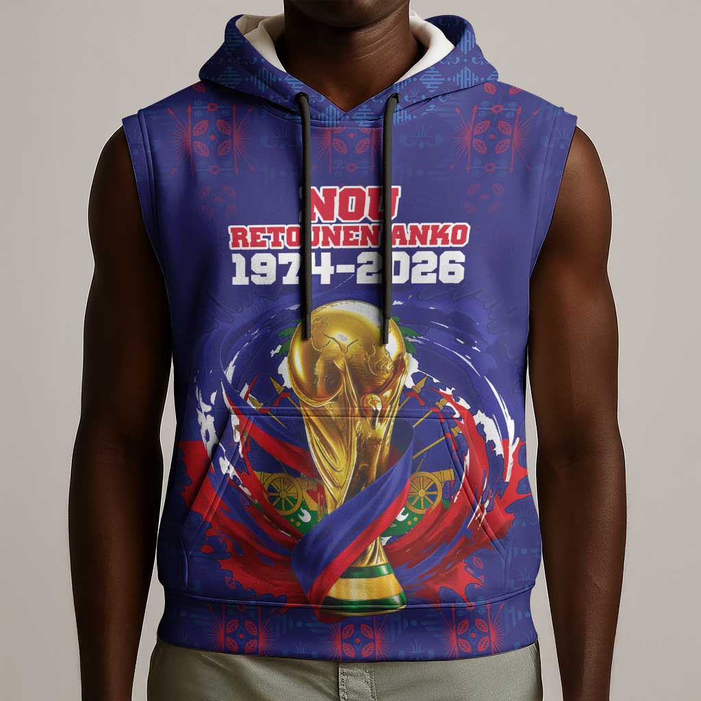 Custom Haiti Grenadye Alaso Sleeveless Hoodie Blue Nou Retounen Anko 1974-2026 - African Pride
