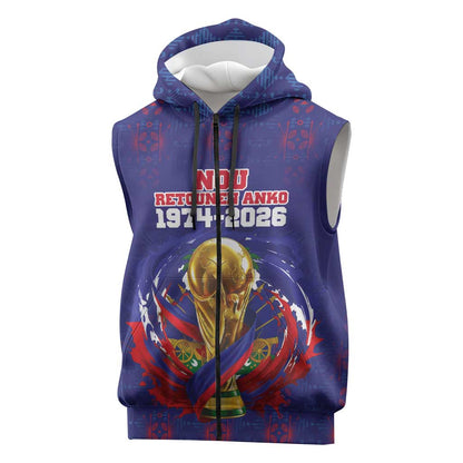 Custom Haiti Grenadye Alaso Sleeveless Zip Hoodie Blue Nou Retounen Anko 1974-2026 - African Pride