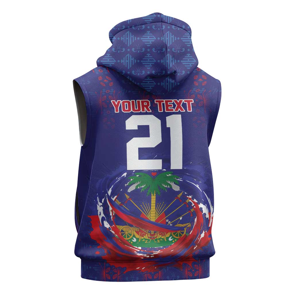 Custom Haiti Grenadye Alaso Sleeveless Zip Hoodie Blue Nou Retounen Anko 1974-2026 - African Pride
