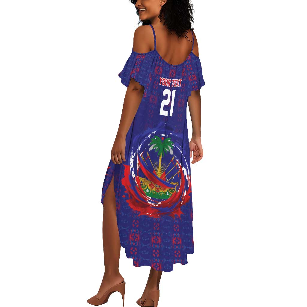Custom Haiti Grenadye Alaso Summer Maxi Dress Blue Nou Retounen Anko 1974-2026 - African Pride