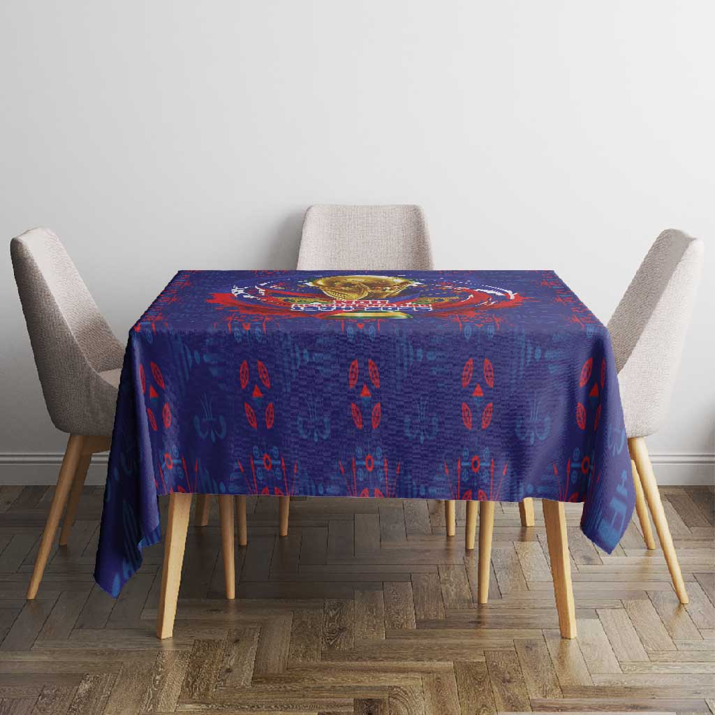 Haiti Grenadye Alaso Tablecloth Blue Nou Retounen Anko 1974-2026 - African Pride