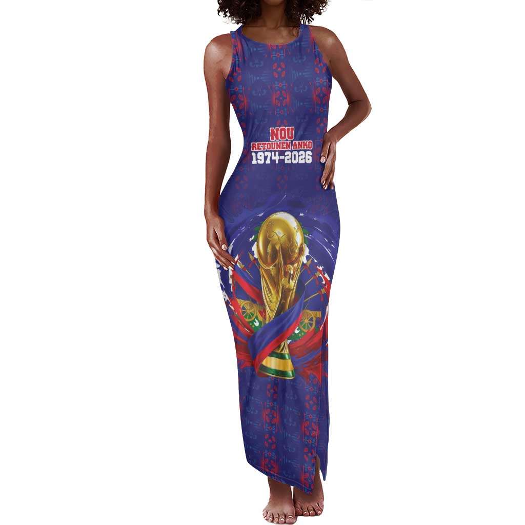 Custom Haiti Grenadye Alaso Tank Maxi Dress Blue Nou Retounen Anko 1974-2026 - African Pride