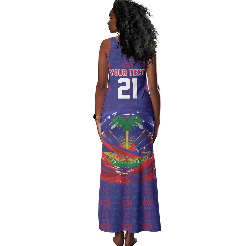 Custom Haiti Grenadye Alaso Tank Maxi Dress Blue Nou Retounen Anko 1974-2026 - African Pride