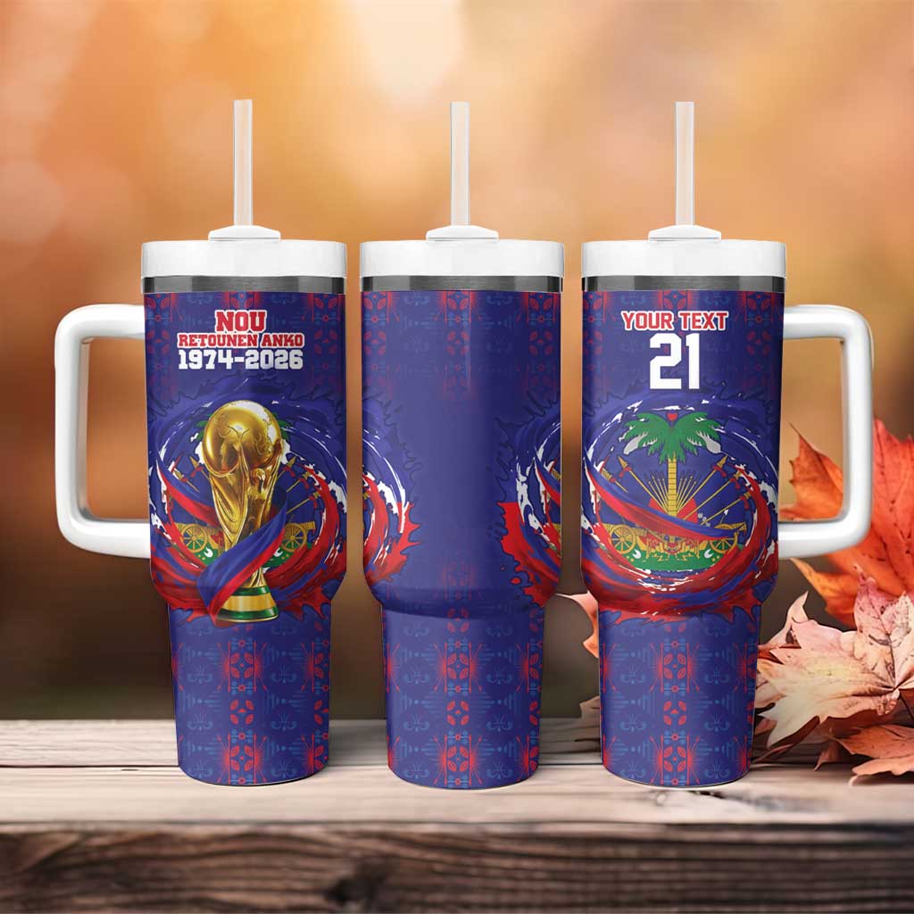 Custom Haiti Grenadye Alaso Tumbler With Handle Blue Nou Retounen Anko 1974-2026 - African Pride