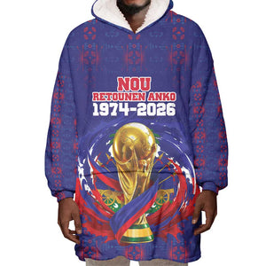 Custom Haiti Grenadye Alaso Wearable Blanket Hoodie Blue Nou Retounen Anko 1974-2026 - African Pride