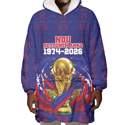 Custom Haiti Grenadye Alaso Wearable Blanket Hoodie Blue Nou Retounen Anko 1974-2026 - African Pride