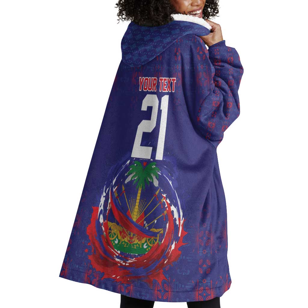 Custom Haiti Grenadye Alaso Wearable Blanket Hoodie Blue Nou Retounen Anko 1974-2026 - African Pride