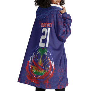 Custom Haiti Grenadye Alaso Wearable Blanket Hoodie Blue Nou Retounen Anko 1974-2026 - African Pride