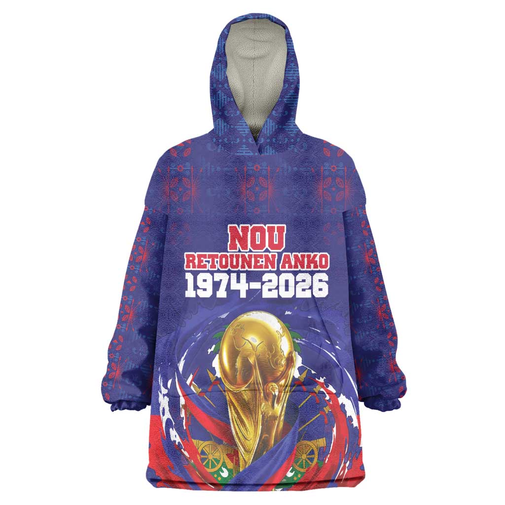 Custom Haiti Grenadye Alaso Wearable Blanket Hoodie Blue Nou Retounen Anko 1974-2026 - African Pride