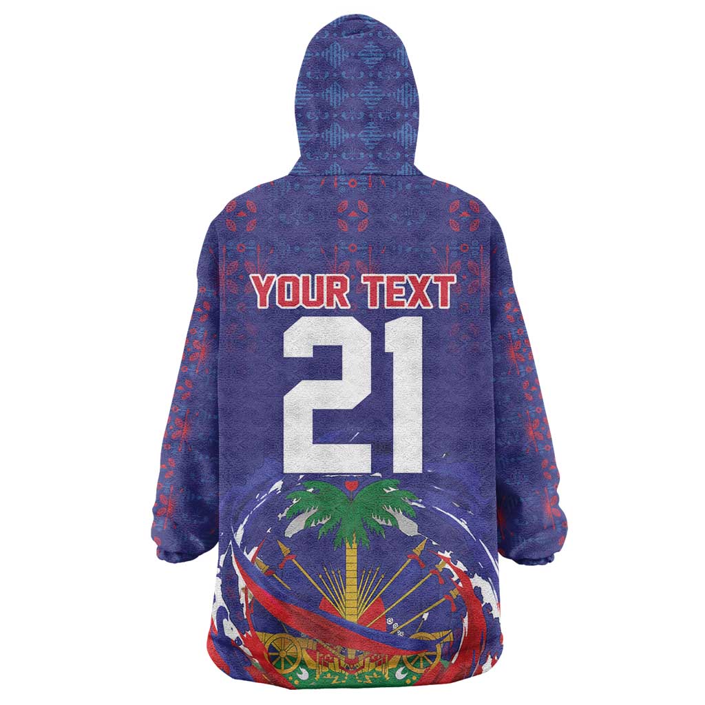 Custom Haiti Grenadye Alaso Wearable Blanket Hoodie Blue Nou Retounen Anko 1974-2026 - African Pride