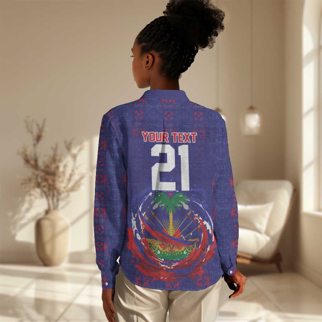 Custom Haiti Grenadye Alaso Women Casual Shirt Blue Nou Retounen Anko 1974-2026 - African Pride