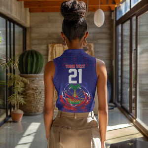 Custom Haiti Grenadye Alaso Women Sleeveless Polo Shirt Blue Nou Retounen Anko 1974-2026 - African Pride