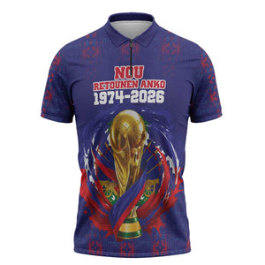 Custom Haiti Grenadye Alaso Zipper Polo Shirt Blue Nou Retounen Anko 1974-2026 - African Pride
