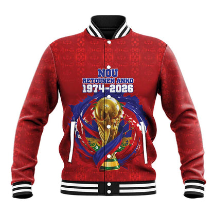 Custom Haiti Grenadye Alaso Baseball Jacket Red Nou Retounen Anko 1974-2026 - African Pride