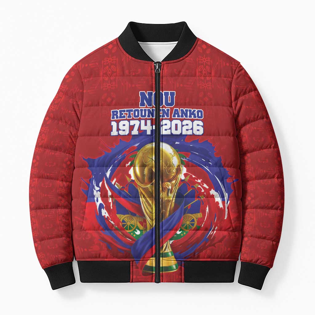 Custom Haiti Grenadye Alaso Bomber Puffer Jacket Red Nou Retounen Anko 1974-2026 - African Pride