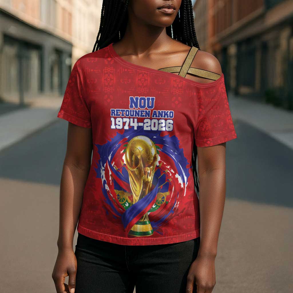 Custom Haiti Grenadye Alaso Cross Shoulder Shirt Red Nou Retounen Anko 1974-2026 - African Pride